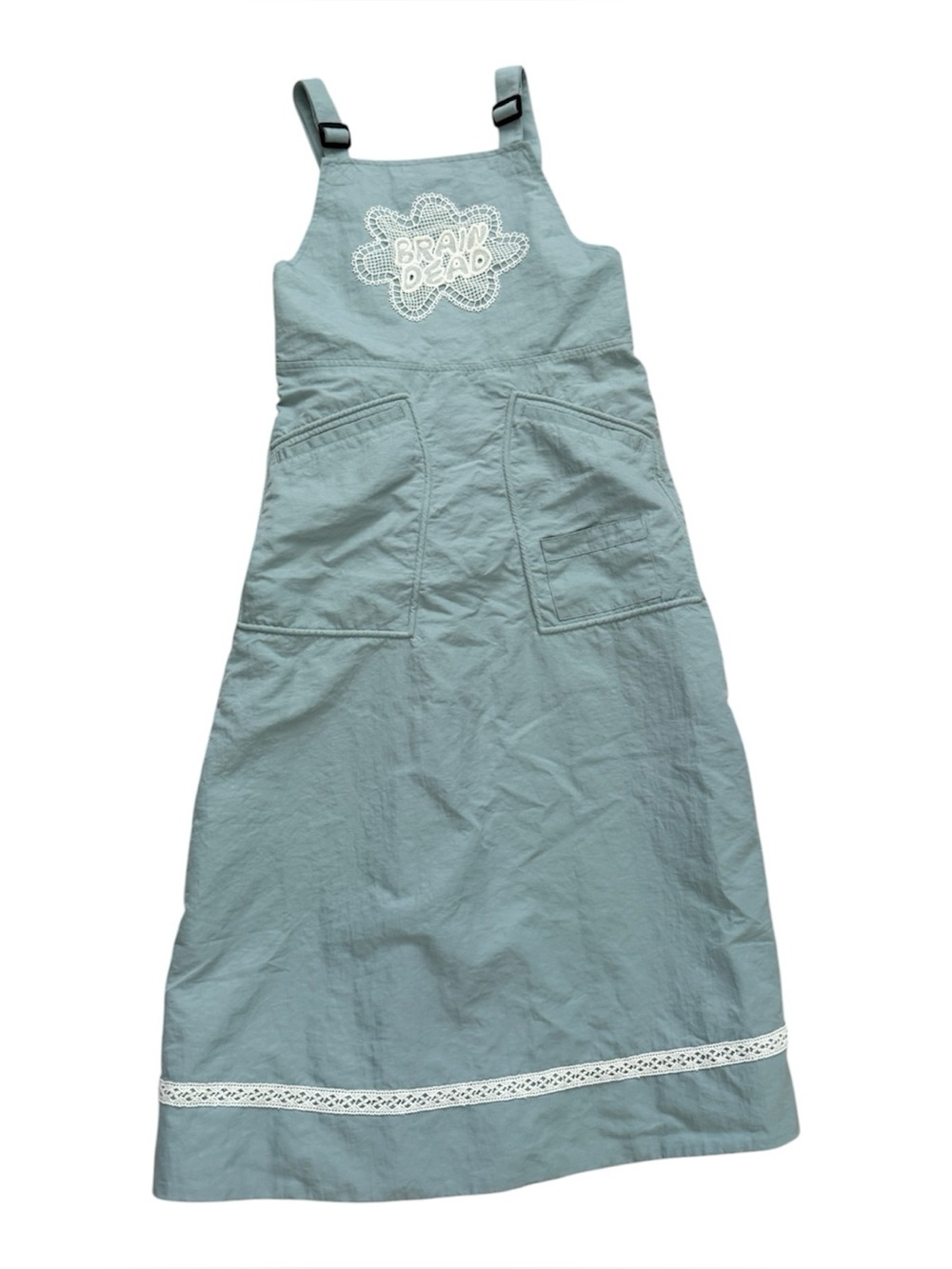 BRAIN DEAD Women’s Seafoam Doily Apron Utility Midi Dress (SMALL)